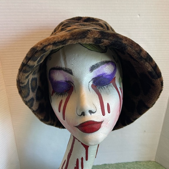 Vintage Liz Claiborne Animal Print Bucket Hat Plush One Size - Picture 3 of 7